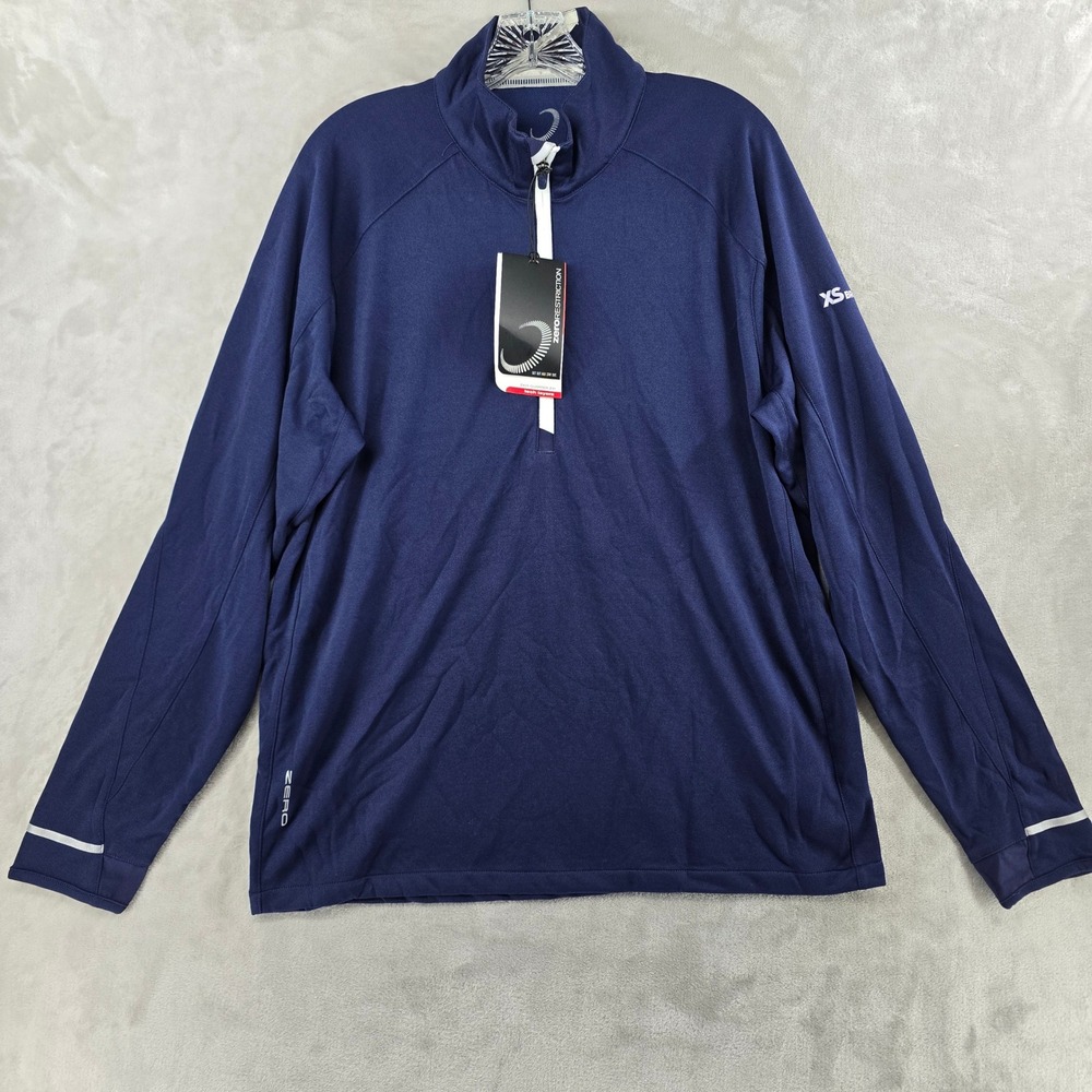 NEW Zero Restriction Quarter Zip Pullover Mens Large Navy Blue Z425 Tech Layer